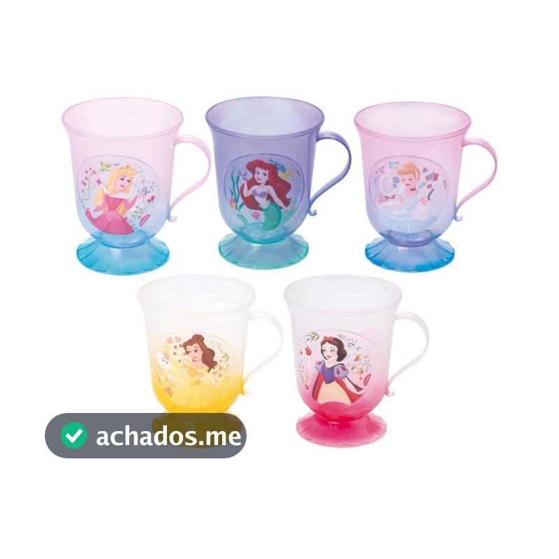 Kit 5 Xícaras Chá das Princesas Brunch Ariel Aurora Bela Branca de Neve Cinderela Disney  Lembrancinha Plasútil