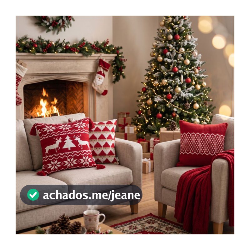Capa de Almofada em Tricô Decorativa Natal 50x50cm