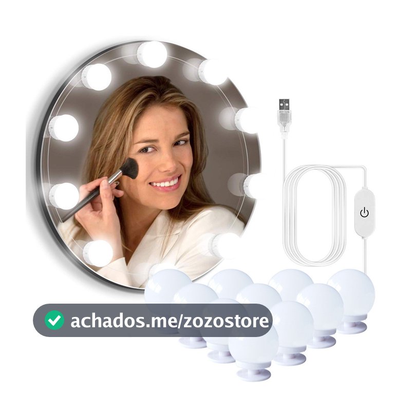 Luz Arandela para Espelho 10 Lâmpadas Para Camarim Led Studio Led Auto Colante