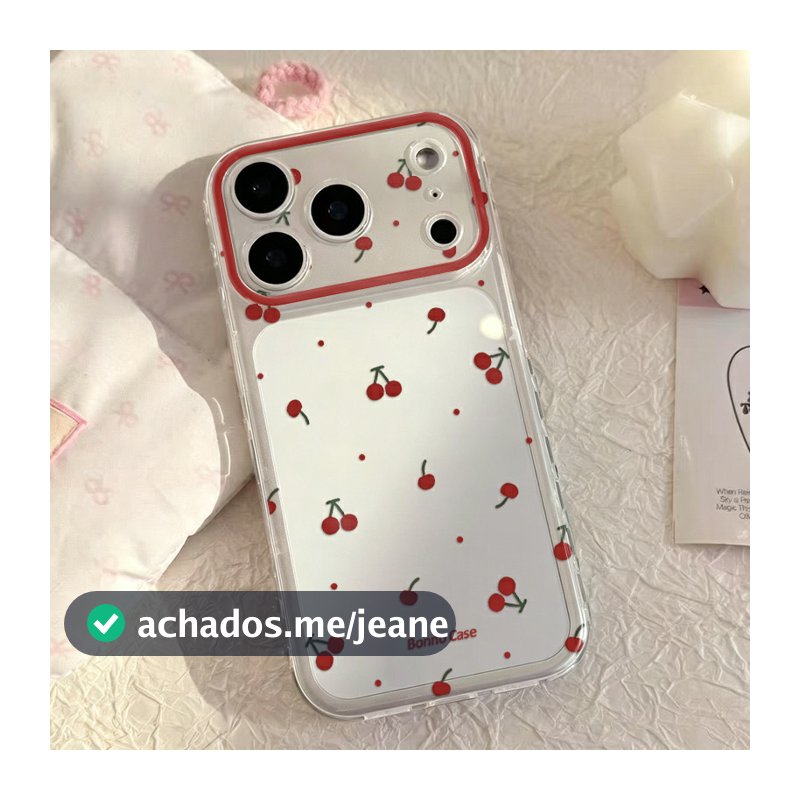 Capa Transparente para iPhone 13 12 11 14 15 16 17 pro max com Cereja vermelha Anti-choque Frete Grátis,Envio 24h