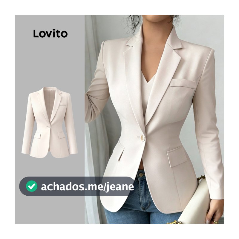 Lovito Elegante Blazer Feminino com Botões Frontais para Primavera/verão Cor caqui LK6LD262