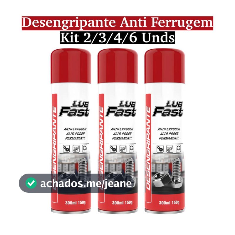 Kit Desengripante Anticorrosivo em Spray 300ml 2/3/4/6 Unidades LubFast MUNDIAL PRIME