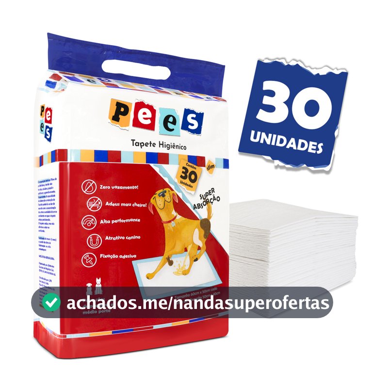Tapete Higiênico Slim Pees Para Cães  30 Unidades  50x60cm