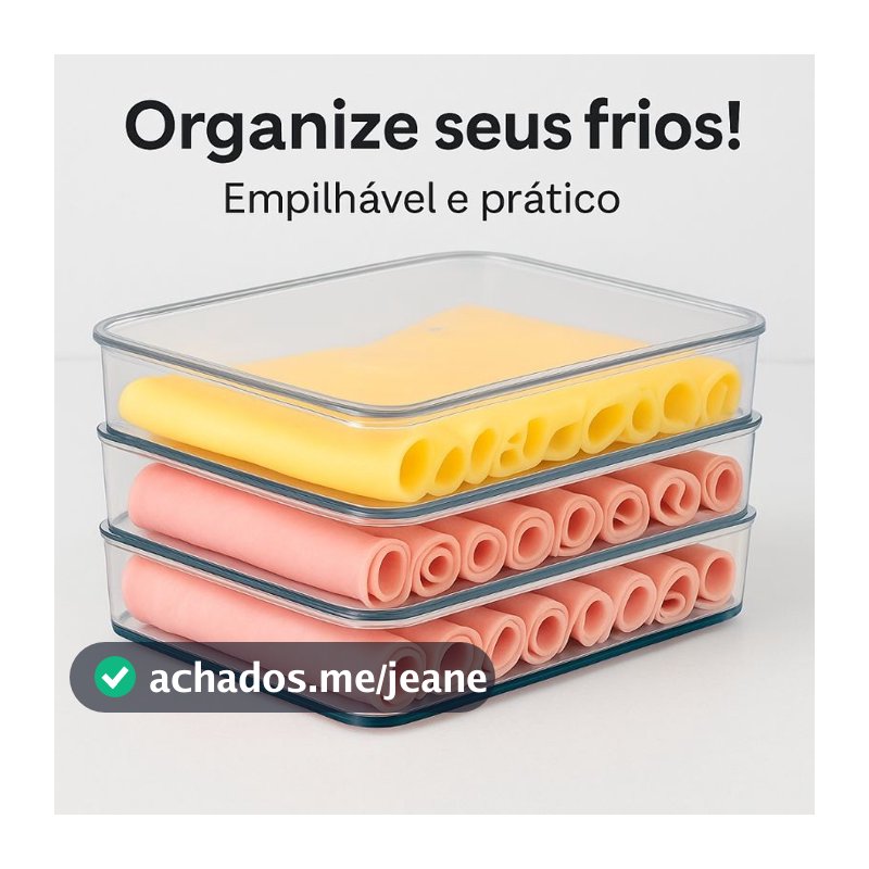 Porta Frios Hermético Presunto Queijo Kit Acrílico Resistente Triplo Pote Mantimentos