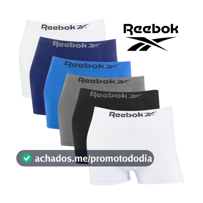 Kit 6 Cuecas Boxer Reebok Masculina Original Lisa Microfibra