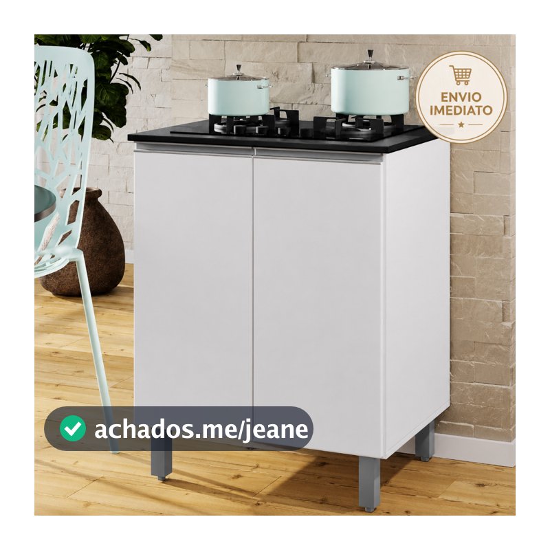 Balcão para Cooktop Iris 70cm 2 Portas em MDP para Cozinha Moderna