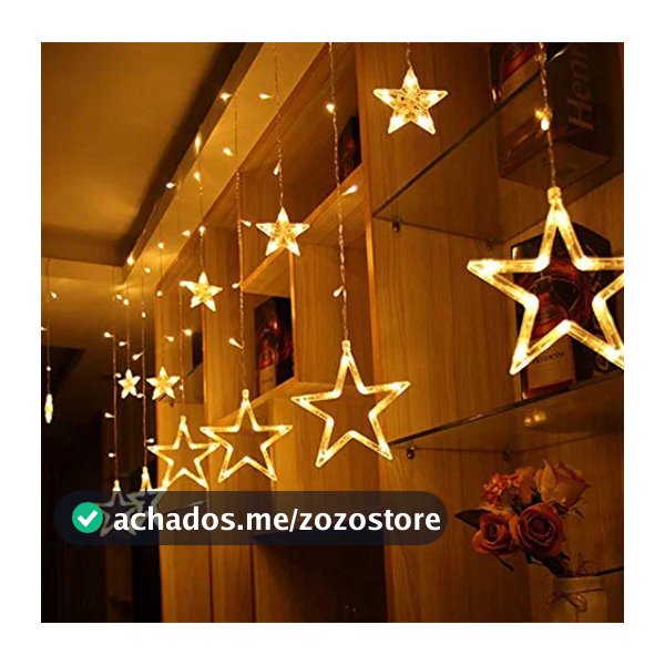 Estrelas de Natal Cascata Pisca-Pisca Luz Led 3m RGB Amarela Decoração Cortina Led Sacada 8 Modos