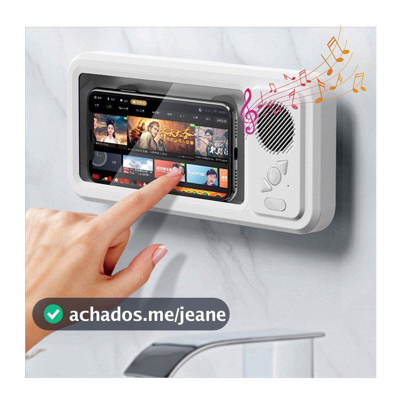 Capa De Telefone À Prova D'água Para Banheiro , Com Alto-Falante Bluetooth , Suporte De Parede , Antiembaçante Banho , C