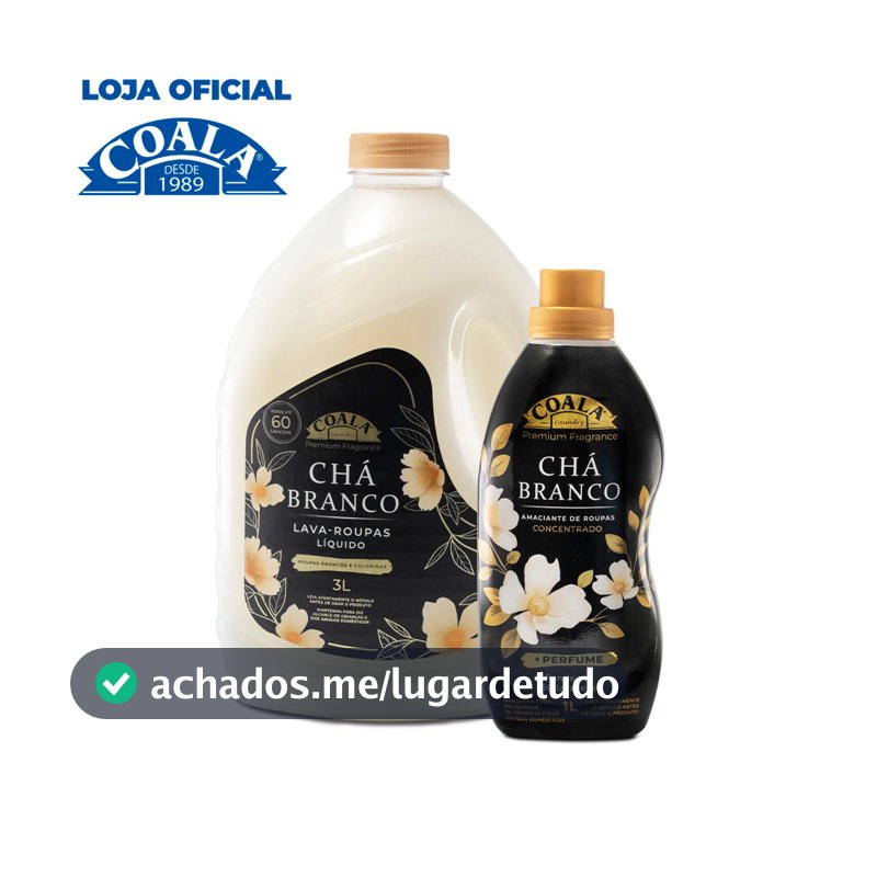 Kit Coala Laundry Chá Branco - 1 lava Roupas 3L +1 Amaciante1L