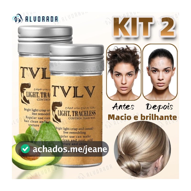 KIT 2 Bastão De Cera Capilar Para Modelar Hidratar Controlar O Frizz Organizar Pontas Duplas para Cabelo Sólido-LV