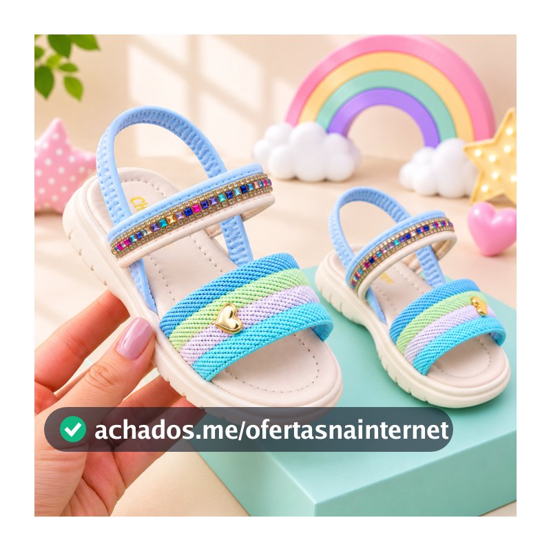 Sandália Infantil Menina Feminina Brilho Strass Colorido