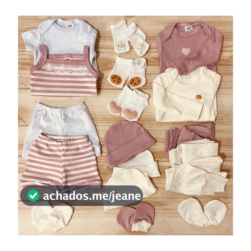 Kit Capsula Enxoval 18 Peças Roupa De Bebê pronto para Maternidade  Minimalista Boho Rosê Coração