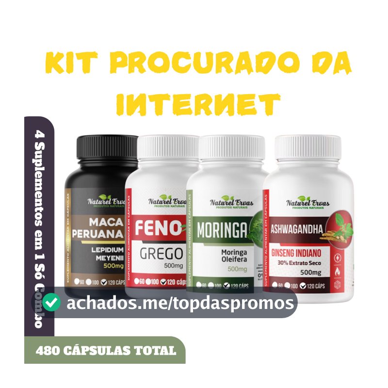 KIT Suplemento 4x1 100% natural 480 capsulas 500mg