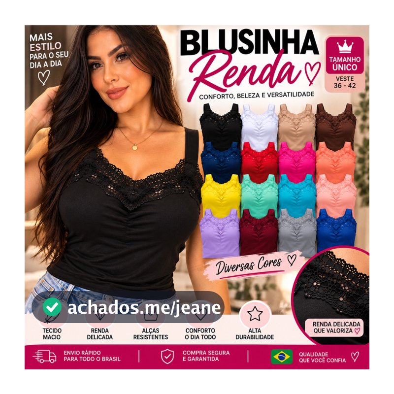 Kit 5 Blusinhas de Renda Feminina – Bojo, Alcinha e Estilo Romântico