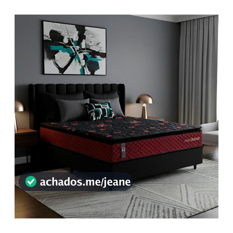 Conjunto Cama Box c/ Molas Ensacadas Toronto Vermelho Casal 138x188x66