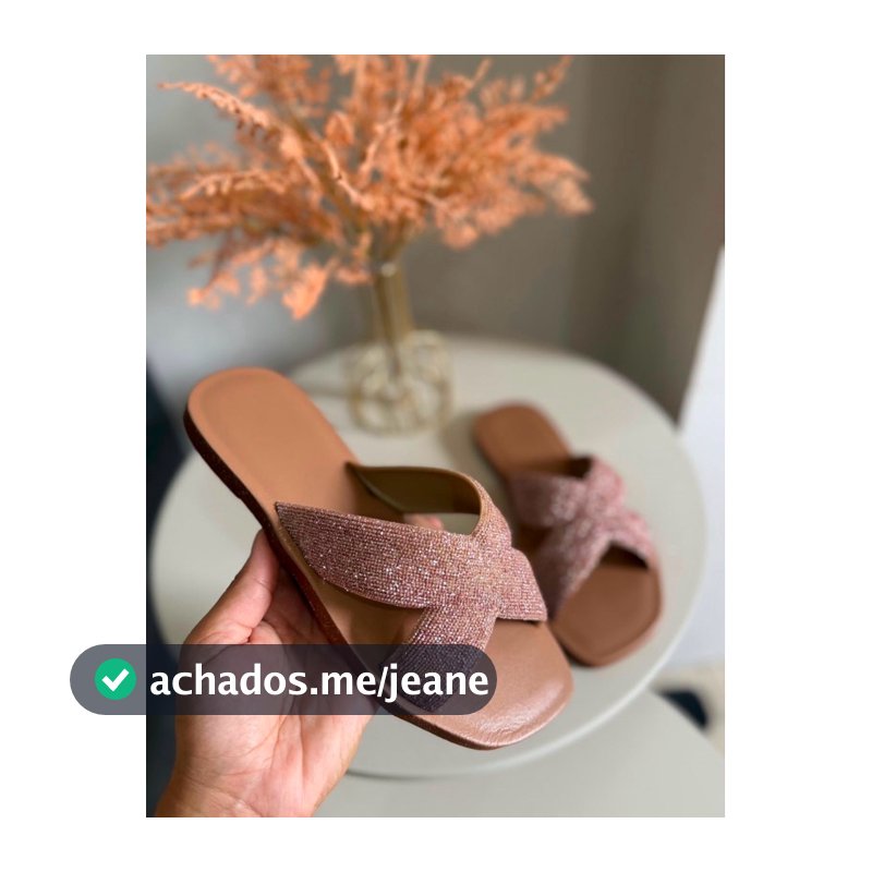 Sandalia Rasteirinha Feminina Glitter X Cruzada Chinelo Slide Confortável Casual Leve Moda Verão