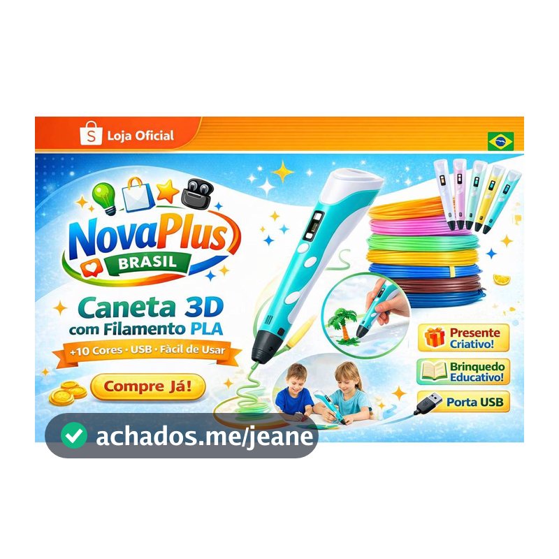 Caneta 3D Impressora 3D Pen com Filamento PLA Colorido USB Infantil Educativa Criativa Presente