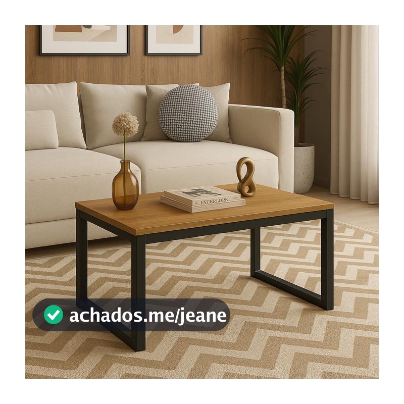 Mesa de Centro com Tampo MDP Estrutura em Metalon 40cm Design Industrial