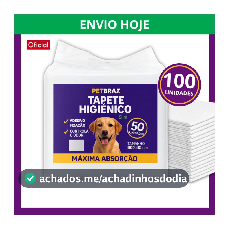 Tapete Higiênico Descartável para Cachorro 60 x 60 cm - Fralda Pet Xixi Cão Pequeno Médio Absorção T