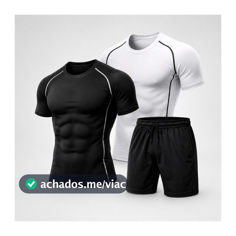 Kit Camisa de Compressão + Short Dri-fit Masculino Camiseta Academia Treino Corrida
