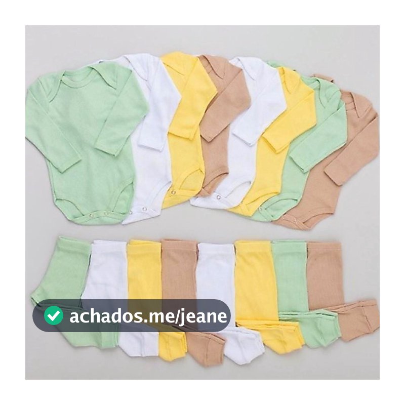 Kit 6 Peças Body e Calça Canelado Bebê Sortidas 100% Algodão 3 Body e 3 Calças Antialérgico