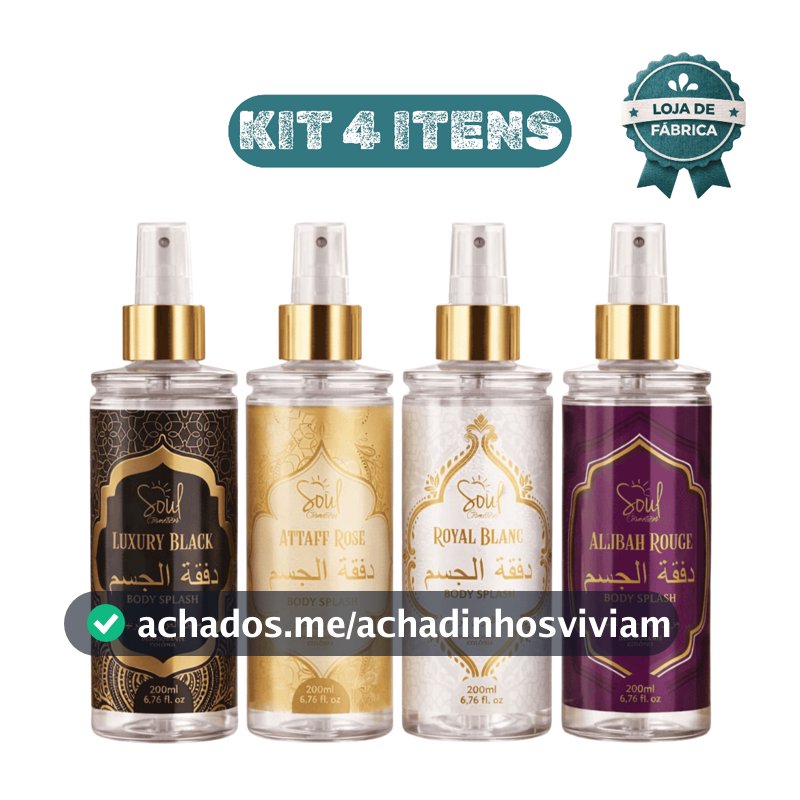 Kit 4 Body Splash Árabe Importado Luxury Attaff Rose Royal Blanc Allibah Rouge Perfumes