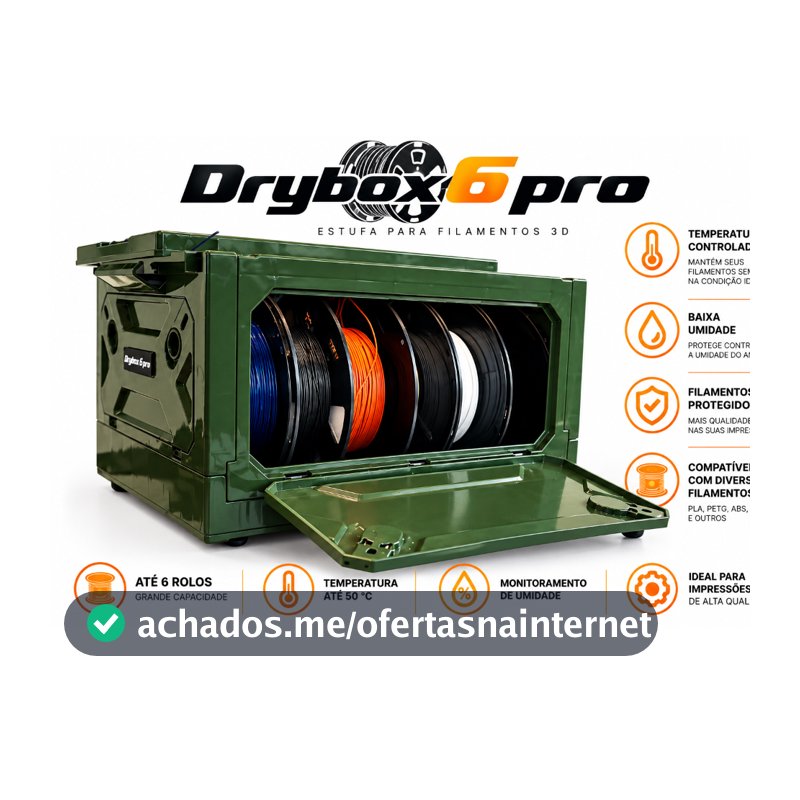 Estufa Secadora Filamentos 3d wi-fi 6 Rolos Drybox 6 pro caixa secadora de filamento para com controle ajustável