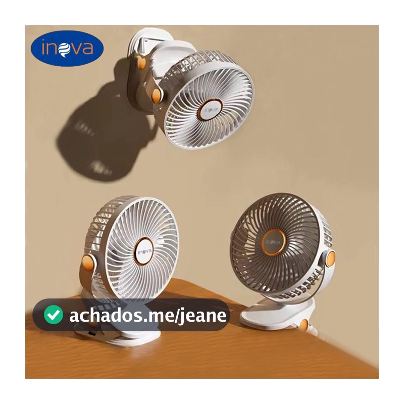 Inova Ventilador Clip Portátil 5 Velocidades De Mesa Luminária LED USB Potente 720 Rotação Poderoso