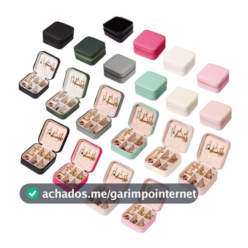 KIT30-50-100 Caixa De Joias Portátil Organizador Expositor De Jóias Viagem Caixas Botão Armazenamento Em Couro Com Zíper