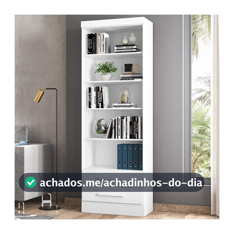 Estante para Livros 2 Gavetas 4 Prateleiras Preto/Carvalho 3420