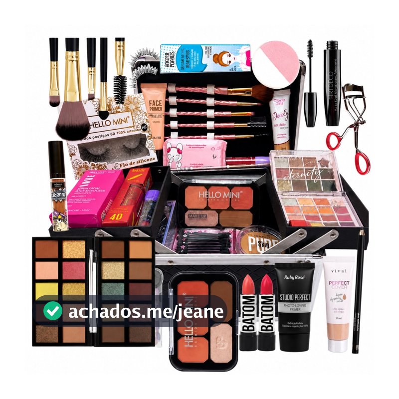 KIT MAQUIAGEM COMPLETA Feminina Profissional Paleta de Sombras Batom Gloss Cílios Máscara Lápis Pó Banana