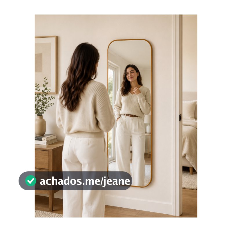 Espelho Corpo Inteiro Grande Retangular 110x53 cm Decoração Para Parede Sala Quarto Banheiro