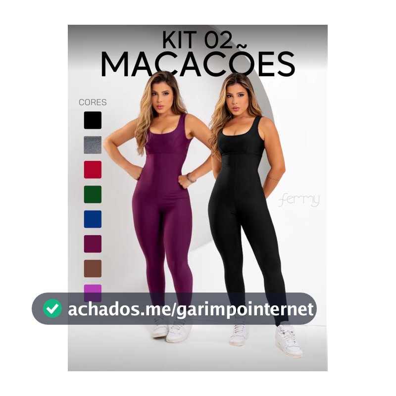 Kit 2 Macacões Longos Zero Transparência Fitness Premium Legg Feminino Academia Treino Bojo Removível Conjunto