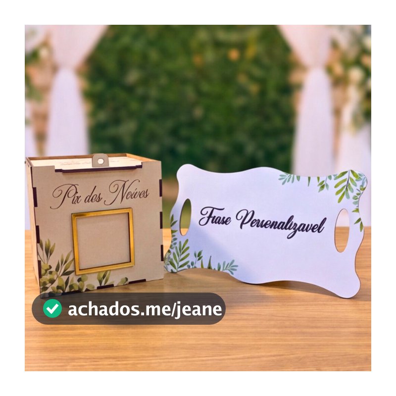Kit Casamento Caixa Pix + Placa Entrada de Casamento Verde Oliva