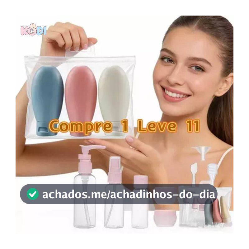 KIT 11 Frascos de Viagem Peças | Recarregável à Prova de Vazamento Cosméticos | Shampoo Loção Creme Spray Portátil-S1