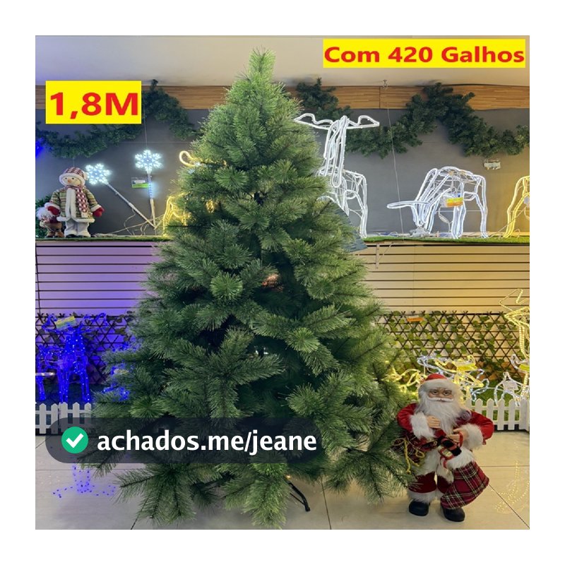 Árvore De Natal Pinheiro 1,80M Verde E 420 Galhos Apoio De Metal Decoração Natal Família Natalina