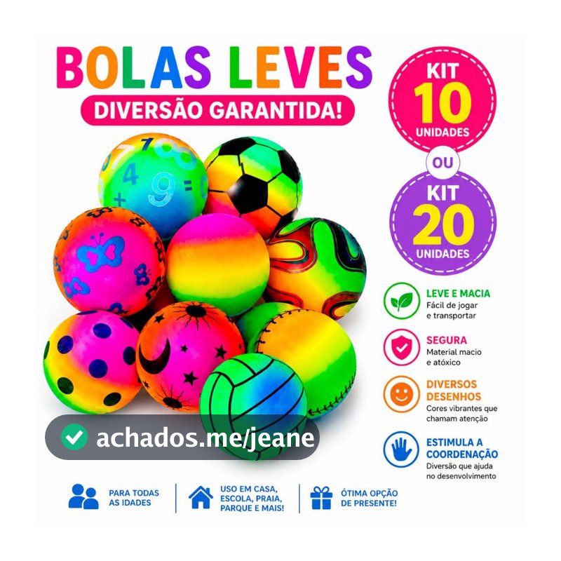 Kit 10/20 Bola de praia leve de vinil 16cm arco-iris infantil - Ideal para criança