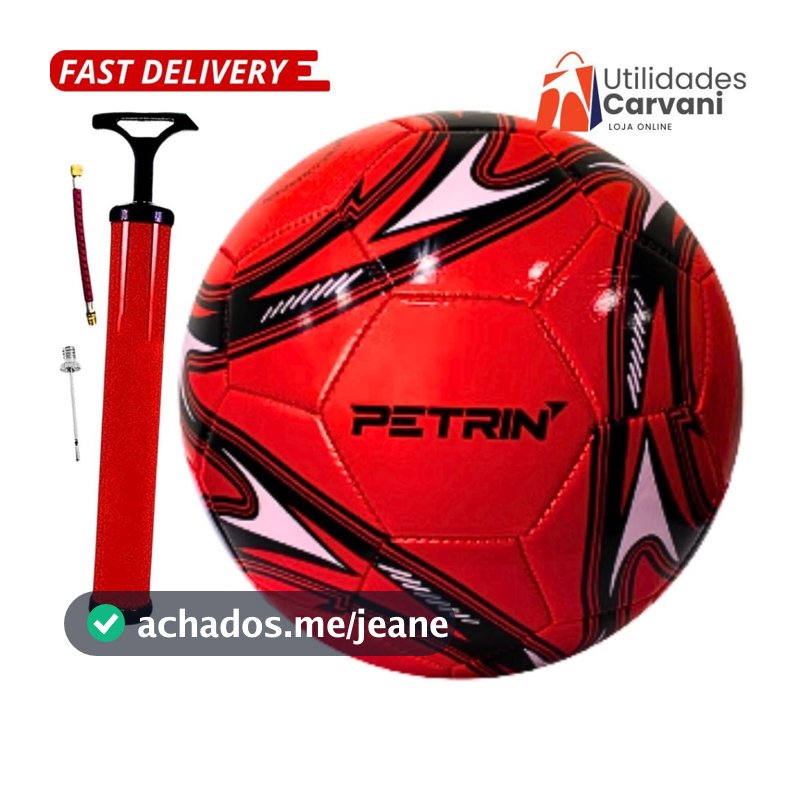 Bola De Futebol de Campo Tamanho 5 em Couro Sintético + Bomba Manual – Ideal para Treinos e Lazer
