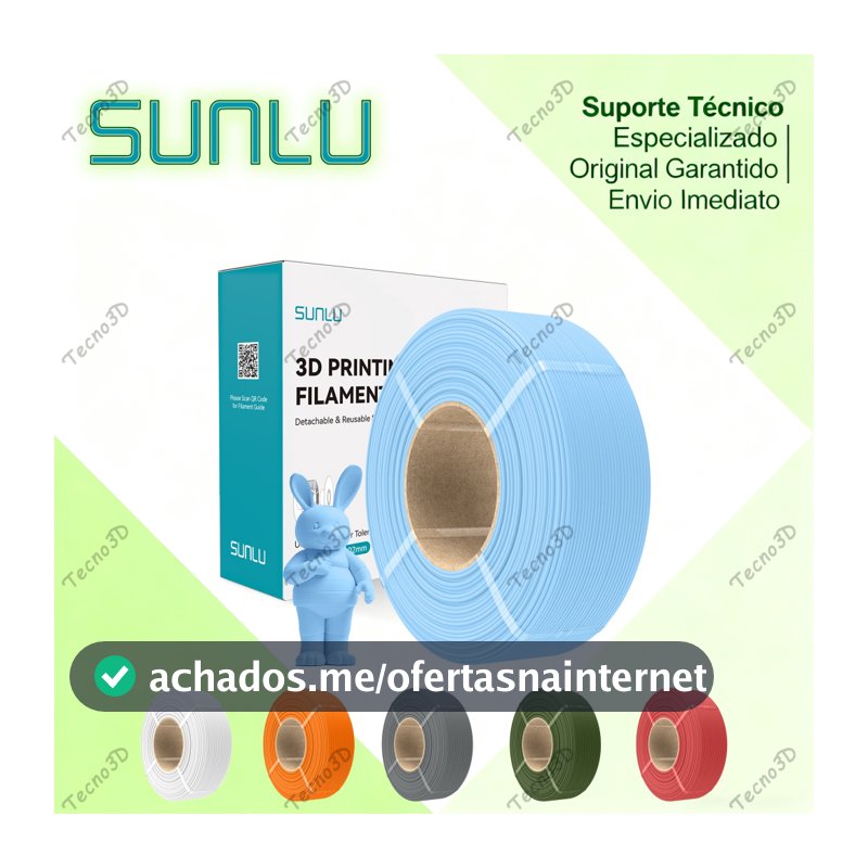 10PCS SUNLU PLA Fosco Refil Filamento de impressora 3D 1,75 mm de diâmetro 1KG/rolo