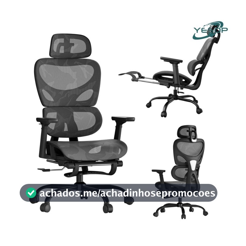 YESOP Cadeira De Escritório Ergonômica Com Apoio Lombar E De Pernas Assento Zero Gravity Cor Preto