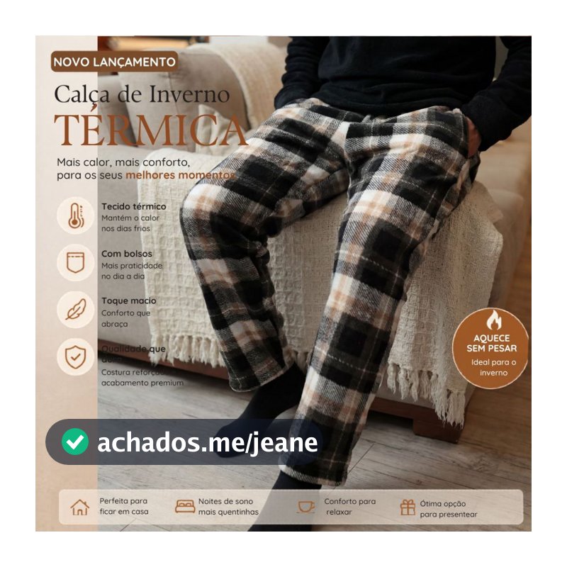 Calça Fleece Masculina Pijama Ted Inverno Quentinha Peluciada Xadrez e Lisa