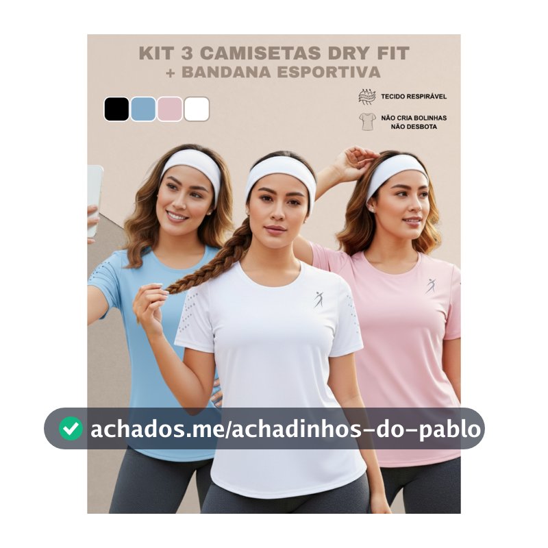 Kit 3 Camisetas Femininas Dry Fit Academia Fitness Corrida Treino Esportivo Confortável Fresquinha