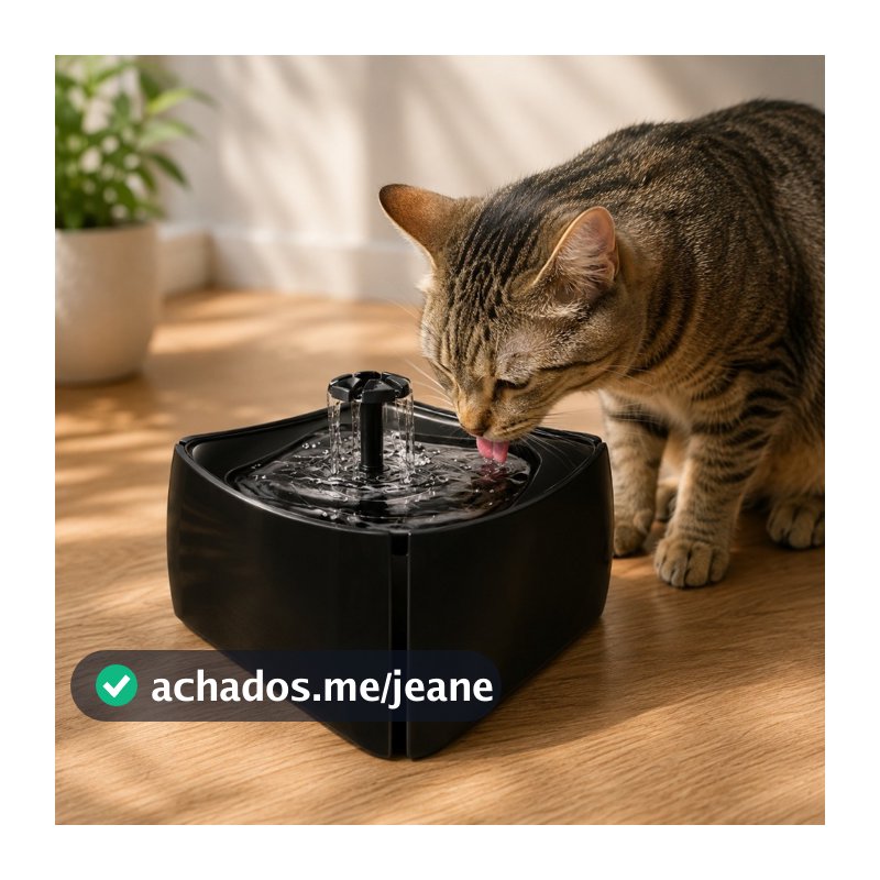 Fonte Bebedouro para Gatos e Cães 1,8L Bivolt com Filtro Purificador de Água