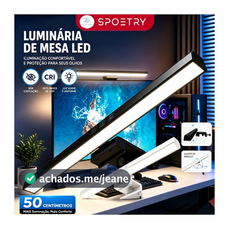 Barra de Luz LED USB para Monitor PC, 3 Cores Ajustáveis Reguláveis, Antirreflexo Proteção Olhos Home Office 33/50cm