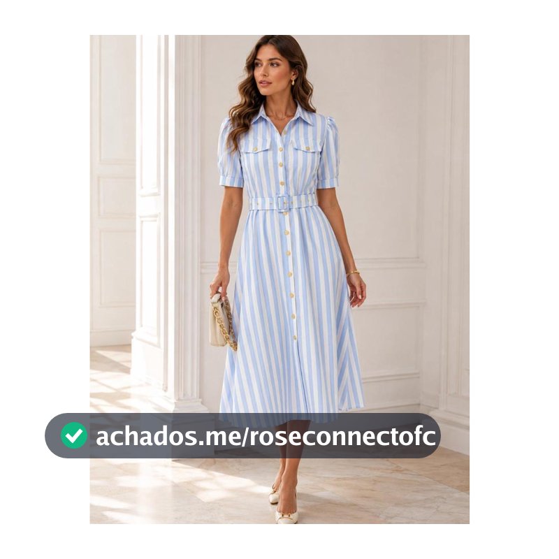 VESTIDO MIDI LISTRADO FEMININO MODA CASUAL ELEGANTE COM CINTO