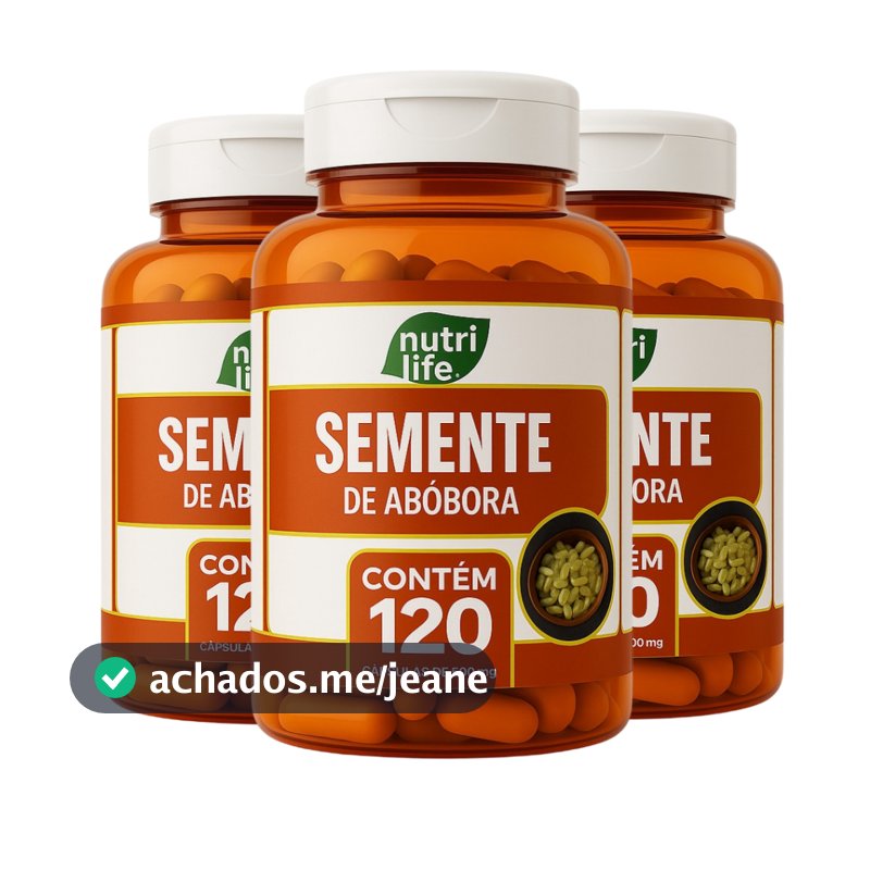 3 Unidades Suplemento Semente de Abóbora - 120 Cápsulas 500mg - Nutrilife