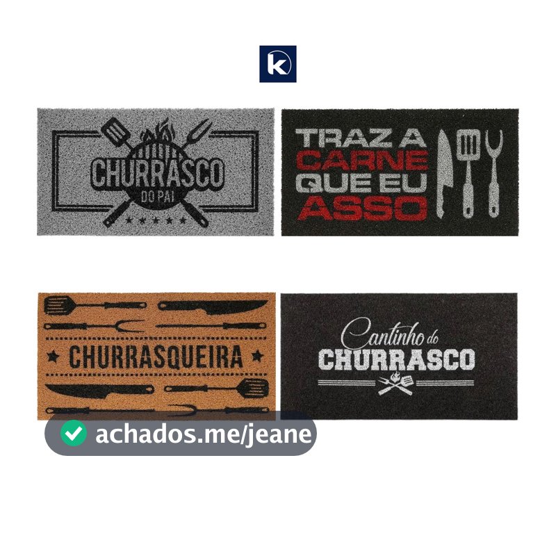Tapete Vinil Churrasco 40x75cm Kapazi - Antiderrapante/Lavável/Churrasqueiro