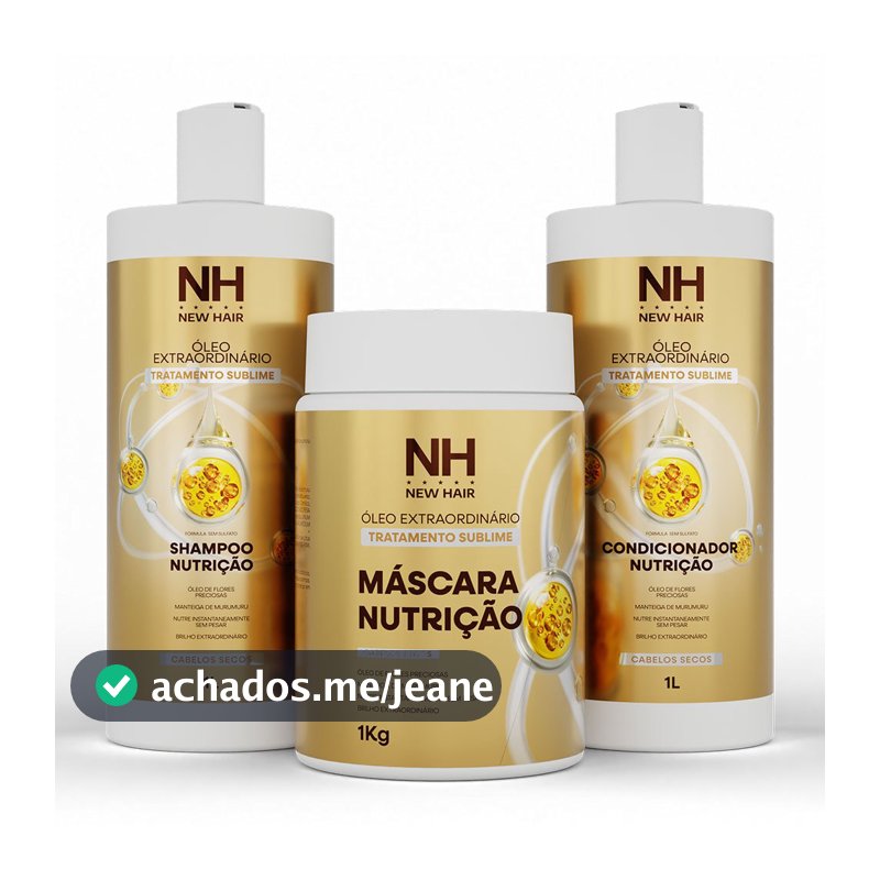 Kit Óleo Extraordinário Tratamento Sublime Salão 1l - New Hair - Linha Profissional
