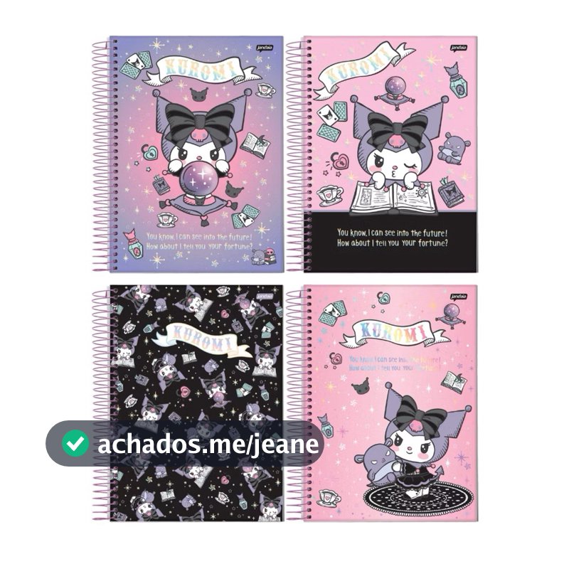Caderno Universitário 10 Matérias Kuromi 160 Folhas Pauta Inteligente Capa Dura