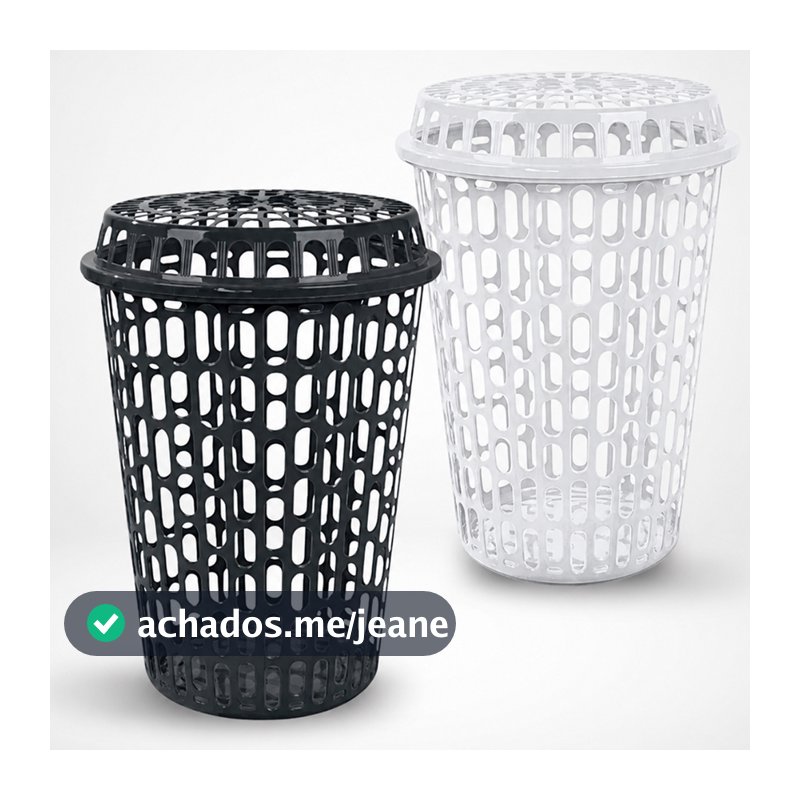 Cesto De Roupas Suja Telado 60 Litros Com Tampa Preto Ou Branco Organizador Alta capacidade Grande